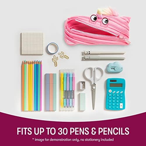 מקרה עיפרון Zipit Unicorn לבנות | כיס עפרון לבית ספר, מכללה ומשרד | תיק עיפרון חמוד